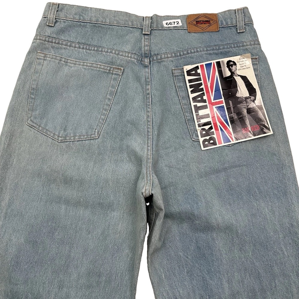 NEW VTG 80s Brittania Jeans Men Actual 34x34 Straight Blue Light Deadstock USA